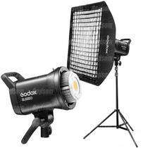 Kit Iluminador Luz Led Fria Godox Sl60ii D 70w Bivolt + Softbox 60x90 Grid + Tripé