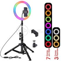 Kit Iluminador Luz Led Ring Light Rgb Colorida 1026Cm Tripé Kit Iluminador Luz Led Ring Light Rgb Colorida 1026Cm Tripé