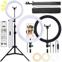 Kit Iluminador Ring Light Anel Youtuber Luz 26 Make Tripé 2M - PDIMPORT