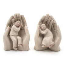 Kit Imagem Anjo Da Guarda Palma Menino E Menina Resina 6 Cm