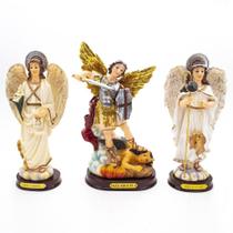 Kit Imagem Arcanjos Gabriel Miguel Rafael Importado Salvatore Resina 20 cm