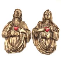 Kit Imagem Busto Sagrado Coração De Jesus E Maria Dourado 30 Cm - FORNECEDOR 13