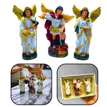 Kit Imagem Três Arcanjos Miguel Rafael Gabriel Resina 8 cm