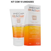 Kit Imecap Actsun Protetor Solar Facial FPS60 Pele Clara Com 10 Unidades De 50g Cada