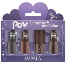 Kit Impala Pov Marcella: 2 Esmaltes, 1 Top Coat e 1 Gloss Labial