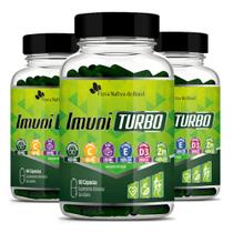Kit Imuni Turbo 800mg (Vitamina C, E, D3, Própolis, Zinco) 3 Potes 60 Capsulas Cada - Flora Nativa