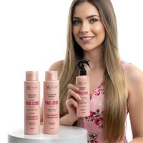 Kit In Voga Mais Liso Shampoo Condicionador Leavein Hidratação e Brilho Leve 1,230ml para casa Profissional Frascos Grandes