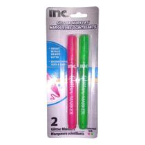 Kit Inc. Glitter Markers Canetas marcadoras Rosa e Verde