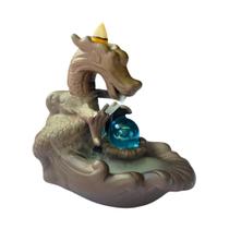 Kit Incensário C/ Incenso Cascata 10un Dragão Cerâmica 15cm