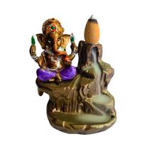 Kit Incensário C/ Incenso Cascata 10un Ganesha Roxo 09cm