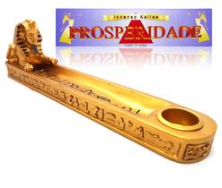 KIT Incensário Egípcio Gold Incenso Prosperidade 10 varetas