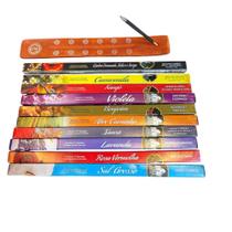 Kit Incenso Indiano Taj Mahal Vários Aromas - 10 Caixas com 8 varetas cada + Incensário