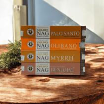 Kit Incenso Massala Golden Nag Resinas Olíbano, Mirra, Benjoim e Palo Santo Kit Incenso Massala Golden Nag Resinas Olíbano, Mirra, Benjoim e Palo Santo