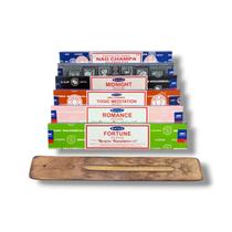 Kit Incensos Satya Massala Aromas Diversos 6cx + Incensário