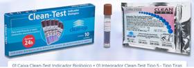 Kit indicador biologico com 10 ampolas + integrador quimico classe 5 com 25 unid clean test