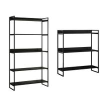 Kit Industrial Estante Guaecá 180x95 E Aparador Industrial 3 Prateleiras Córdoba 100x 95 Preto Kit Industrial Estante Guaecá 180x95 E Aparador Industrial 3 Prateleiras Córdoba 100x 95 Preto