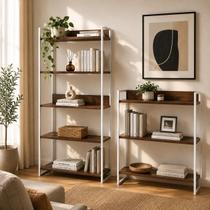 Kit Industrial Estante Guaecá 180x95 e Aparador Industrial 3 Prateleiras Córdoba 100x95 Branco/imbui Kit Industrial Estante Guaecá 180x95 e Aparador Industrial 3 Prateleiras Córdoba 100x95 Branco/imbui