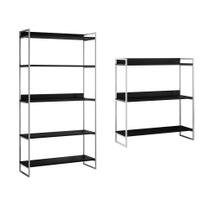 Kit Industrial Estante Guaecá 180x95 e Aparador Industrial 3 Prateleiras Córdoba 100x95 Branco/preto Kit Industrial Estante Guaecá 180x95 e Aparador Industrial 3 Prateleiras Córdoba 100x95 Branco/preto