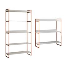 Kit Industrial Estante Guaecá 180x95 E Aparador Industrial 3 Prateleiras Córdoba 100x95 Cobre/Branco Kit Industrial Estante Guaecá 180x95 E Aparador Industrial 3 Prateleiras Córdoba 100x95 Cobre/Branco