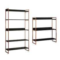 Kit Industrial Estante Guaecá 180x95 E Aparador Industrial 3 Prateleiras Córdoba 100x95 Cobre/Preto Kit Industrial Estante Guaecá 180x95 E Aparador Industrial 3 Prateleiras Córdoba 100x95 Cobre/Preto