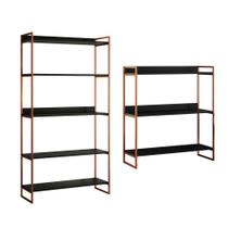Kit Industrial Estante Guaecá 180x95 E Aparador Industrial 3 Prateleiras Córdoba 100x95 Cobre/Preto Kit Industrial Estante Guaecá 180x95 E Aparador Industrial 3 Prateleiras Córdoba 100x95 Cobre/Preto