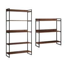 Kit Industrial Estante Guaecá 180x95 e Aparador Industrial 3 Prateleiras Córdoba 100x95 Preto/imbuia Kit Industrial Estante Guaecá 180x95 e Aparador Industrial 3 Prateleiras Córdoba 100x95 Preto/imbuia