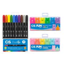 Kit Infantil 2 Marca Textos Cis Fun + Estojo Dual Tip 10 Crs