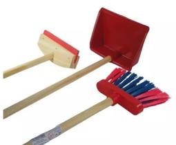 Kit infantil 3 pcs vassourinha rodinho pazinha
