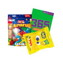 Kit Infantil 365 Caça Palavras Ciranda Cultural + Massa de Modelar Alfabeto Magic Kids + Bala de Gelatina Go Jelly Banana 70g