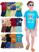 Kit Infantil 4 Peças De Roupas bebê Menino Infantil 2 Conjuntos de verão 2 Camisetas 2 bermudas shorts bebê Kit Infantil 4 Peças De Roupas bebê Menino Infantil 2 Conjuntos de verão 2 Camisetas 2 bermudas shorts bebê