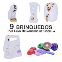 Kit Infantil Air Fryer Batedeira Fruta Cafeteira 9pç