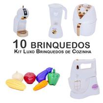 Kit Infantil Air Fryer Batedeira Legumes Cafeteira 10pç