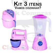 Kit Infantil Air Fryer Batedeira Liquidificador 3pç