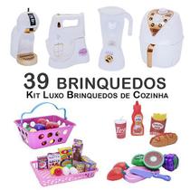 Kit Infantil Air Fryer Batedeira Mercado Cafeteira 39pç