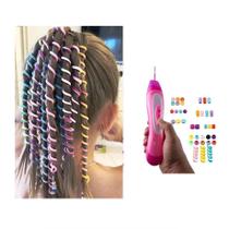 Kit Infantil Aplicador Strass Miçangas Cabelo Terere Trança