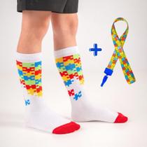 Kit Infantil autismo meia cano longo cordão de Identificação colorido - Duck Kit Infantil autismo meia cano longo cordão de Identificação colorido - Duck