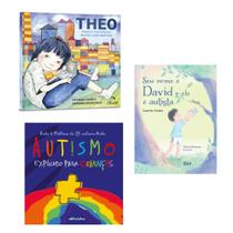 Kit infantil autismo: theo poucas palavras muitos sentimentos + seu nome é david e ele é autista + autismo para criança - Kit de Livros