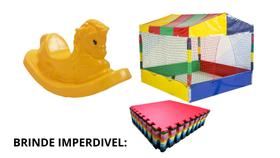 Kit infantil baby 1 gangorra cavalinho amarelo + 1 piscina de bolinhas 2x2 colorida premiun + brinde incluso 2 tatatames Kit infantil baby 1 gangorra cavalinho amarelo + 1 piscina de bolinhas 2x2 colorida premiun + brinde incluso 2 tatatames