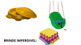 Kit infantil baby colorido 1 tanque jabuti amarelo super resiste e divertido + 1 balanço bebe verde c/ 1 brinde incluso
