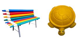 Kit infantil banco lapis pequeno colorido infantil paea crianças + tanque jabuti amarelo / infantil