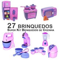 Kit Infantil Batedeira Geladeira Fogão Microondas Panela 27p Kit Infantil Batedeira Geladeira Fogão Microondas Panela 27p