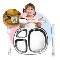 Kit Infantil Bebe Conjunto Refeição Introdução Alimentar Inox 4 pecas Inox Prato Talheres Faca Garfo e Colher Tippi Kit Infantil Bebe Conjunto Refeição Introdução Alimentar Inox 4 pecas Inox Prato Talheres Faca Garfo e Colher Tippi