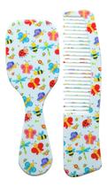 Kit Infantil Bebê Escova E Pente Cabelo Baby Zoo Marco Boni Borboletas Cerdas Macias