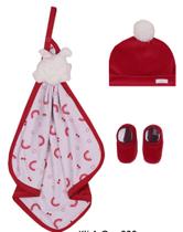 Kit Infantil Bebê Menina Naninha Touca e Sapatinho vermelho