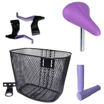 Kit Infantil Bike Banco Cesta Manopla Manete Aro 20