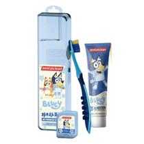 Kit infantil Bluey Higiene Dental 3 em 1 Escova de dente Gel dental Fio dental