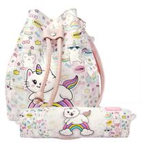 Kit Infantil Bolsa e Estojo Gatinho Unicórnio, Magicc