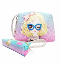 Kit Infantil Bolsa e Estojo Menininha Com Óculos com, Magicc Bolsas Kit Infantil Bolsa e Estojo Menininha Com Óculos com, Magicc Bolsas