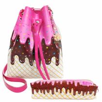 Kit Infantil Bolsa e Estojo Sorvetinho Pink, Magicc Bolsas