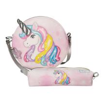 Kit Infantil Bolsa e Estojo Unicórnio Rosa, Magicc Bolsas